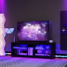 Giantex 55" LED Light TV Stand - Media Console for TVs up to 65 inches doormat, welcome mat