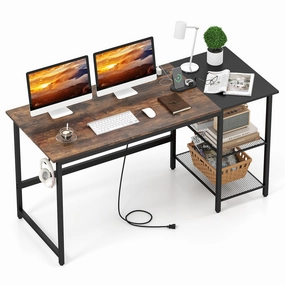 Giantex 59 Inch Computer Desk with Charging Station patio decor, garden accessories