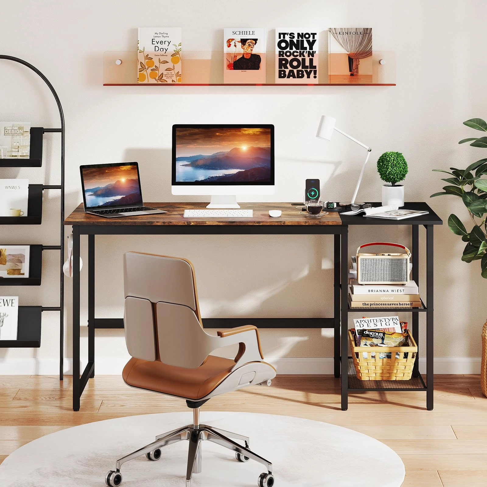 Giantex 59 Inch Computer Desk with Charging Station