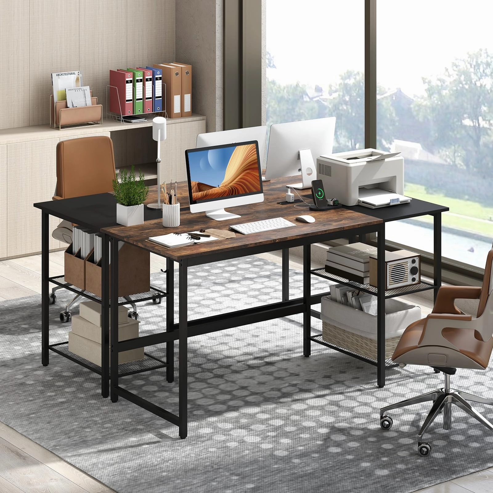 Giantex 59 Inch Computer Desk with Charging Station