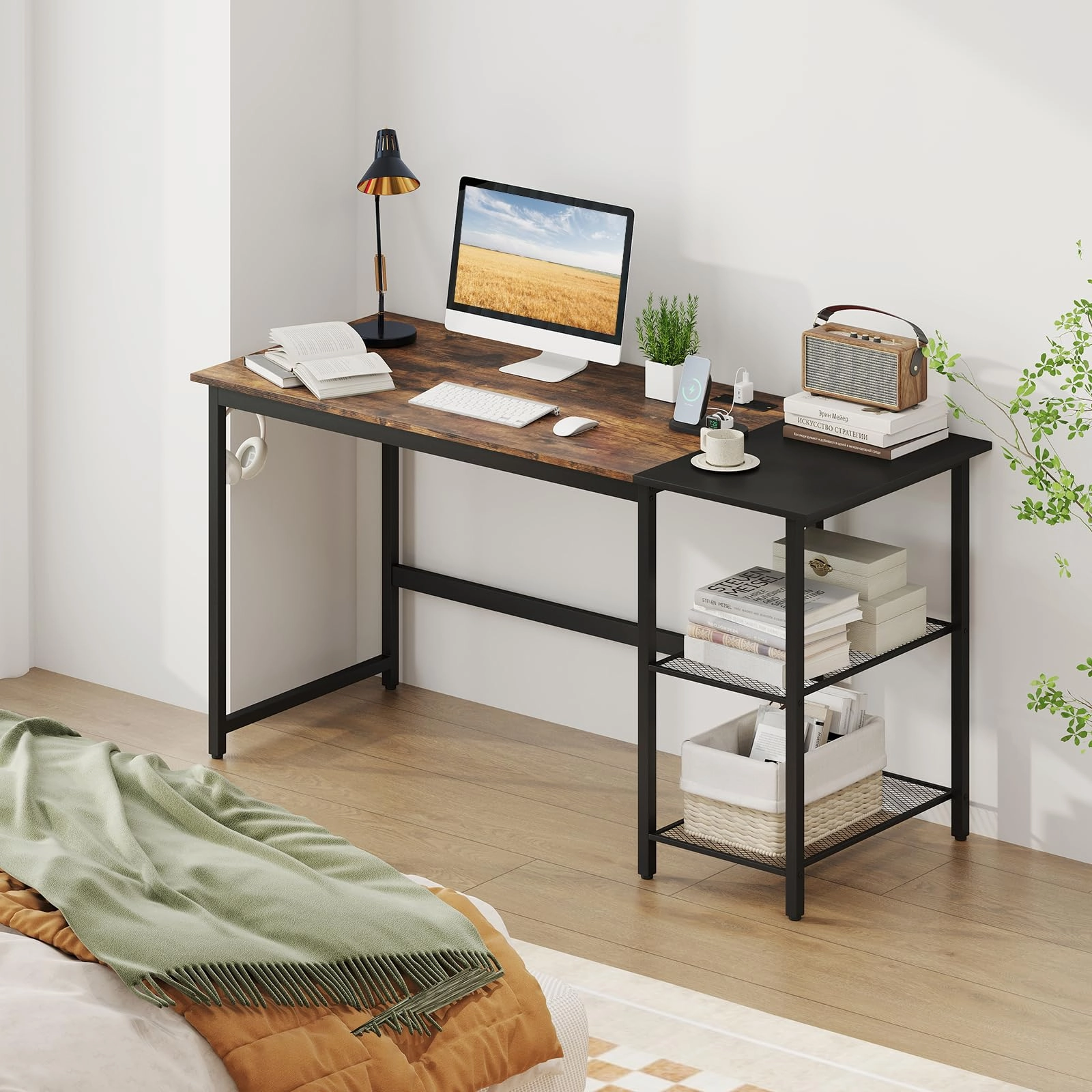 Giantex 59 Inch Computer Desk with Charging Station