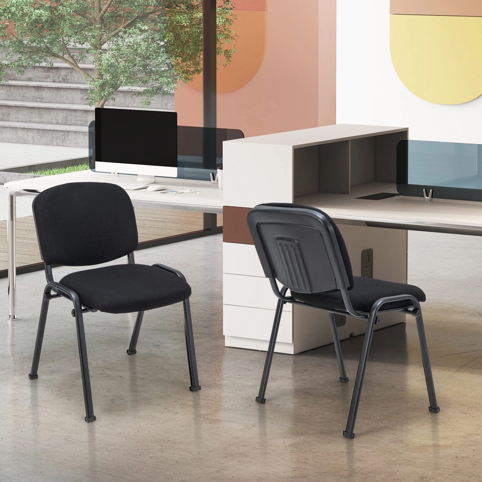 Giantex 5-Pack / 10-Pack Conference Chair Set - Stackable Guest Chair with Metal Frame