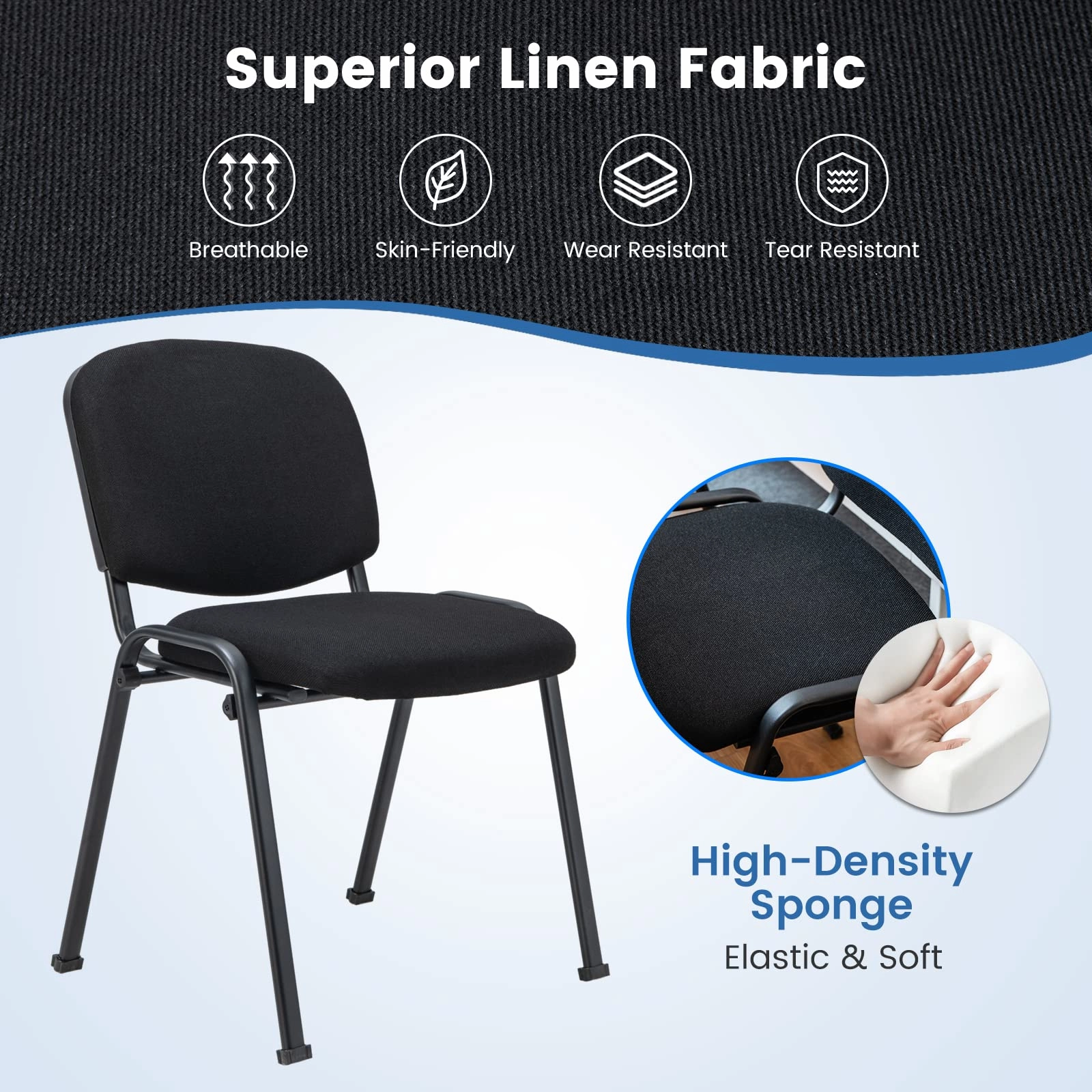 Giantex 5-Pack / 10-Pack Conference Chair Set - Stackable Guest Chair with Metal Frame