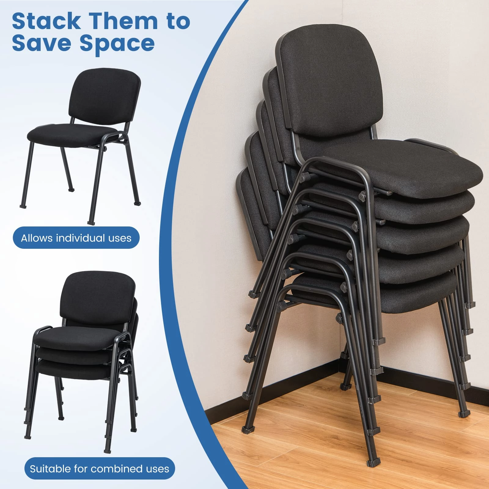 Giantex 5-Pack / 10-Pack Conference Chair Set - Stackable Guest Chair with Metal Frame