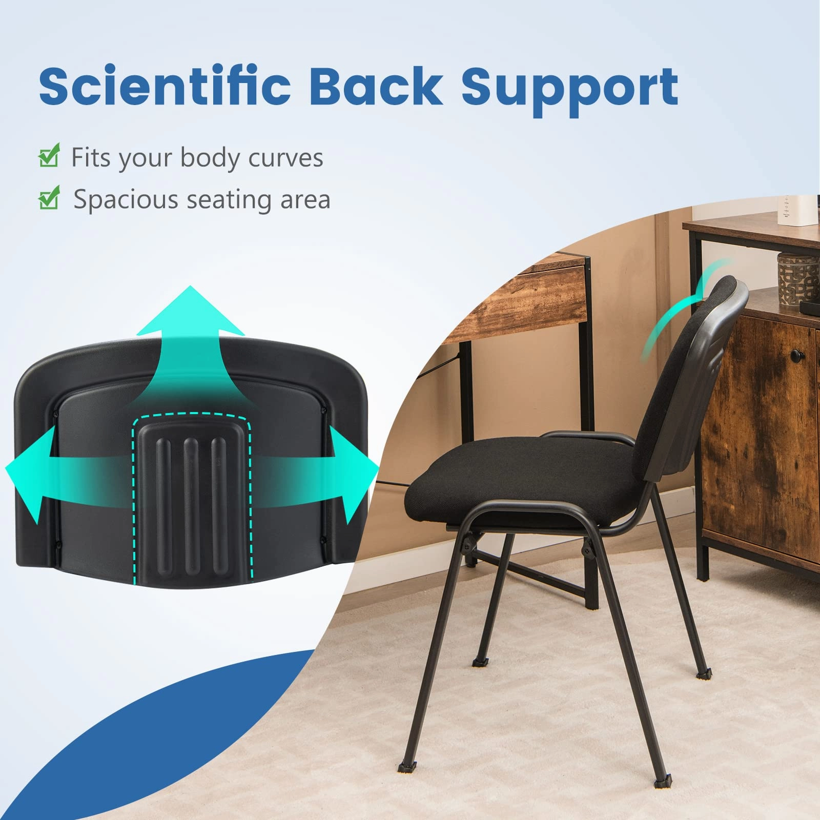 Giantex 5-Pack / 10-Pack Conference Chair Set - Stackable Guest Chair with Metal Frame