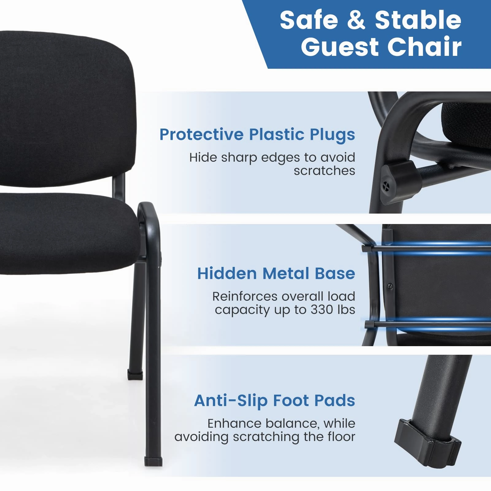 Giantex 5-Pack / 10-Pack Conference Chair Set - Stackable Guest Chair with Metal Frame
