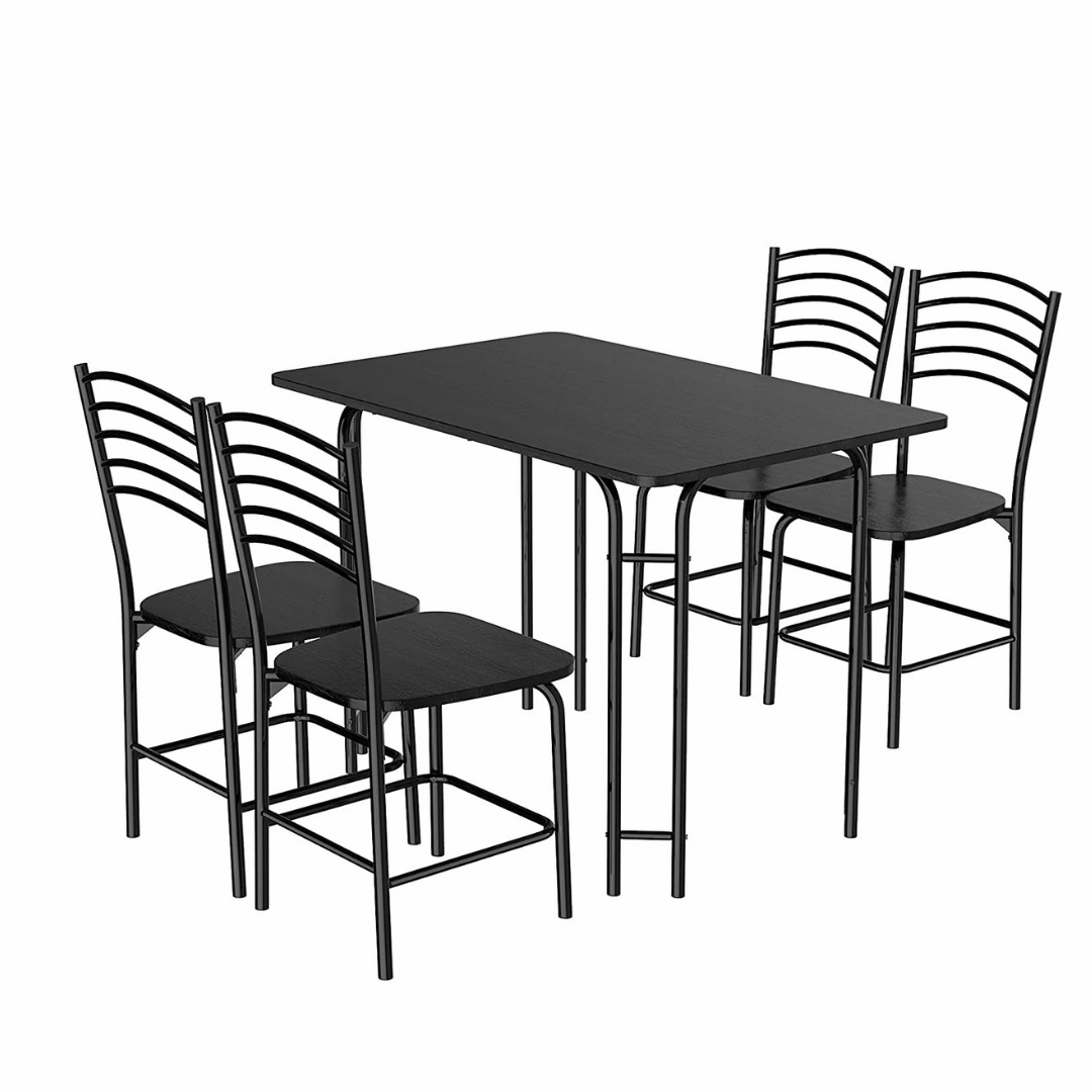 Giantex 5 PCS Dining Table Set 4 Person, Modern Kitchen Table and 4 Chairs,Black kitchen towel, placemats