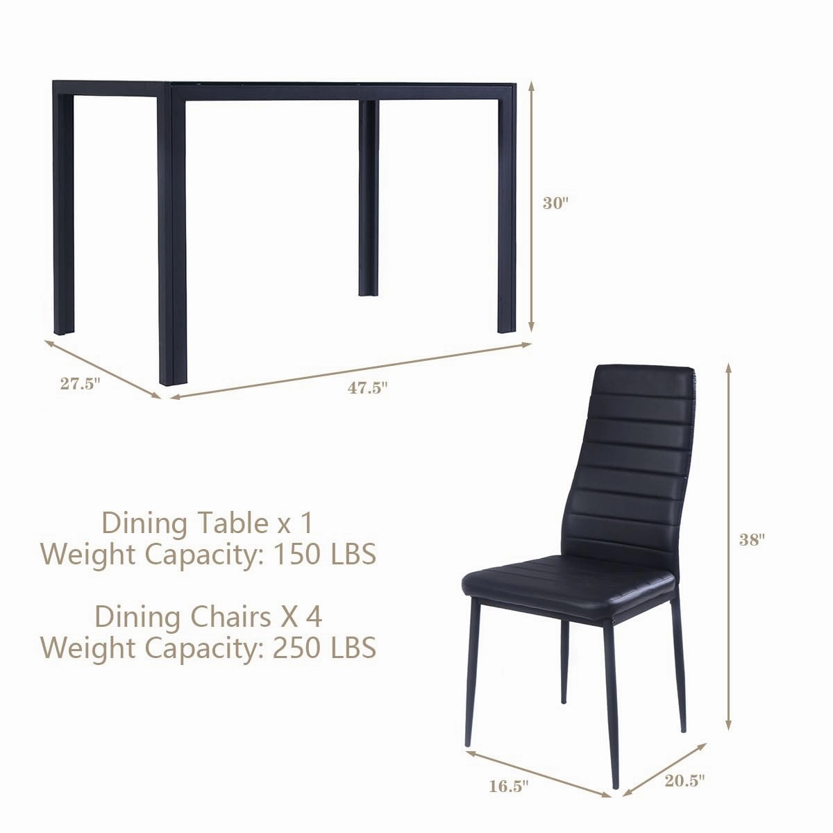 Giantex 5 Pcs Dining Table Set for 4