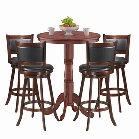 Giantex 5 Pcs Pub Table Set, Wooden Pub Pedestal Side Table w/Stable Base kitchen towel, placemats