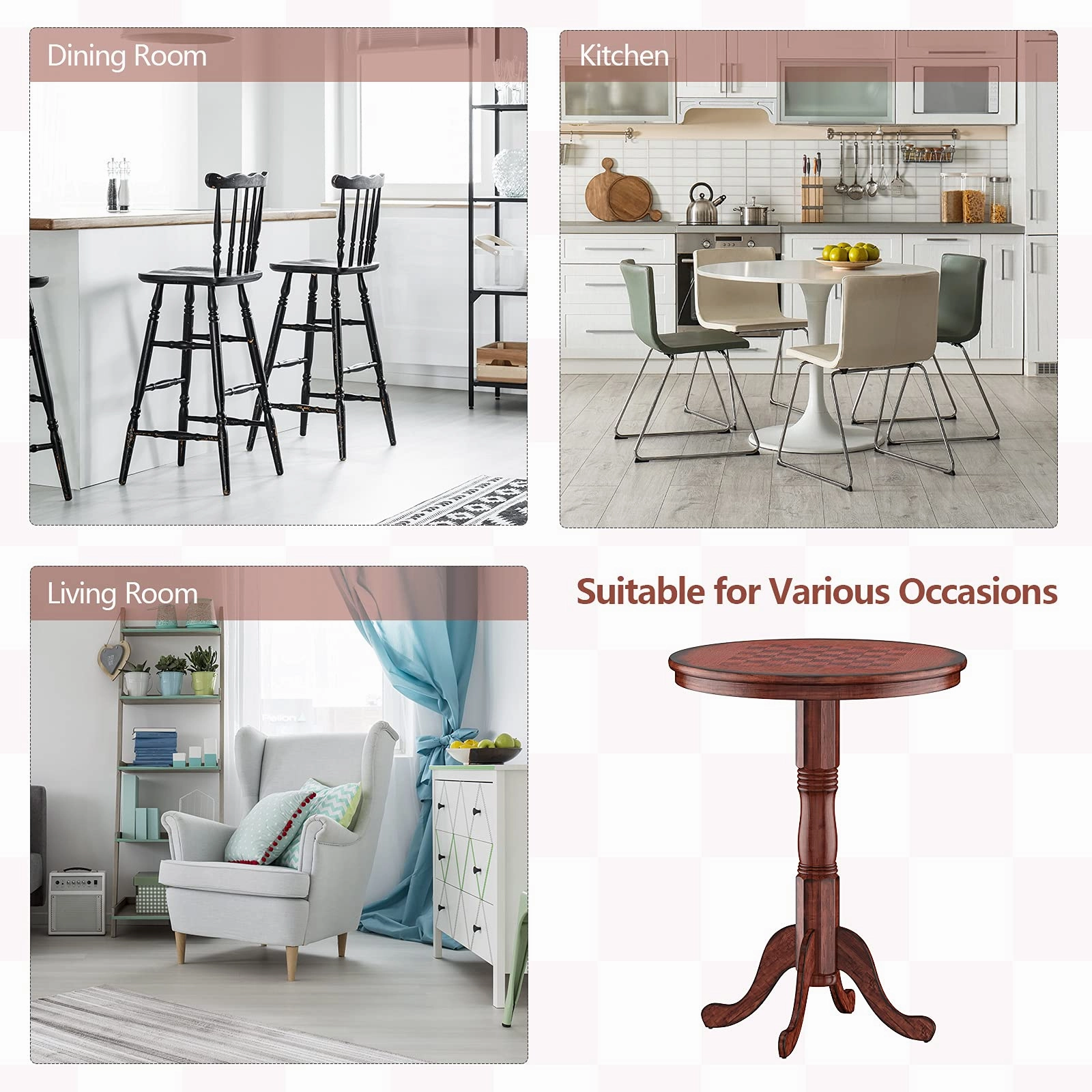 Giantex 5 Pcs Pub Table Set, Wooden Pub Pedestal Side Table w/Stable Base