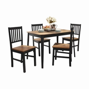 Giantex 5 Piece Dining Set with 4 Chairs,Dining Kitchen Table Set for 4 Person (Walnut & Black) kitchen towel, placemats