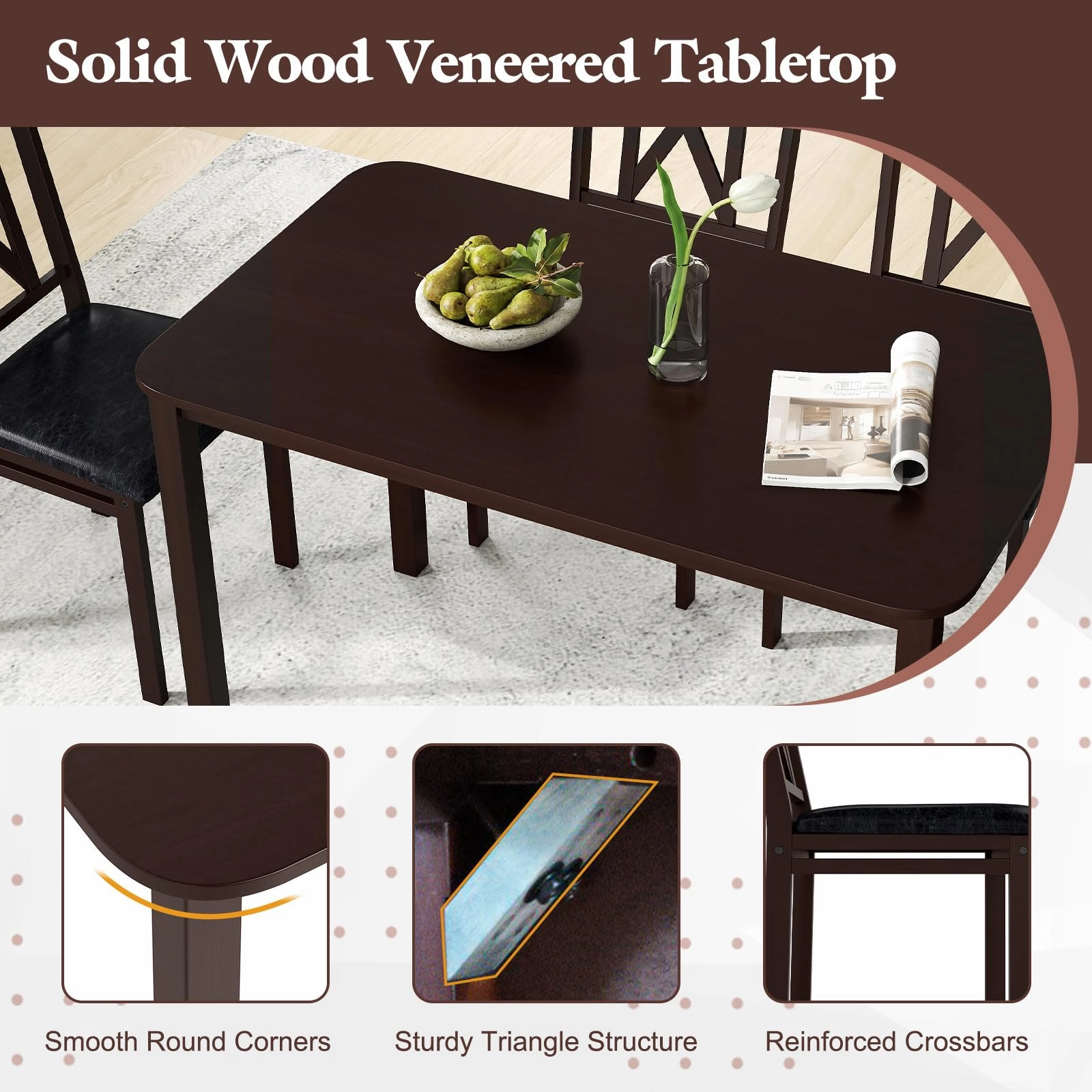 Giantex 5-Piece Dining Table Set for 4, 47" Rectangular Kitchen Table & 4 Chairs