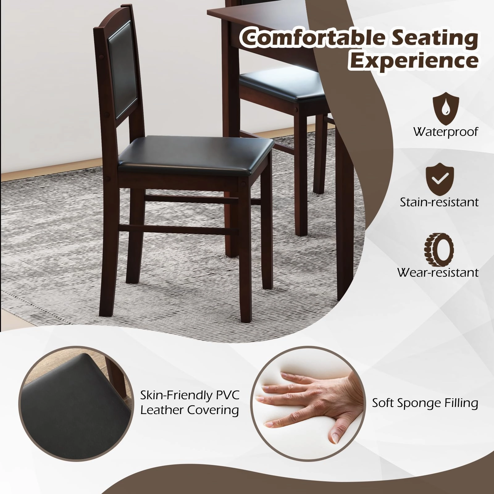 Giantex 5-Piece Dining Table Set for 4 - Breakfast Nook Table Set with Kitchen Table