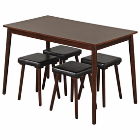 Giantex 5-Piece Dining Table Set for 4 - Dining Table with 4 Upholstered Stools, Rubber Wood Legs kitchen towel, placemats