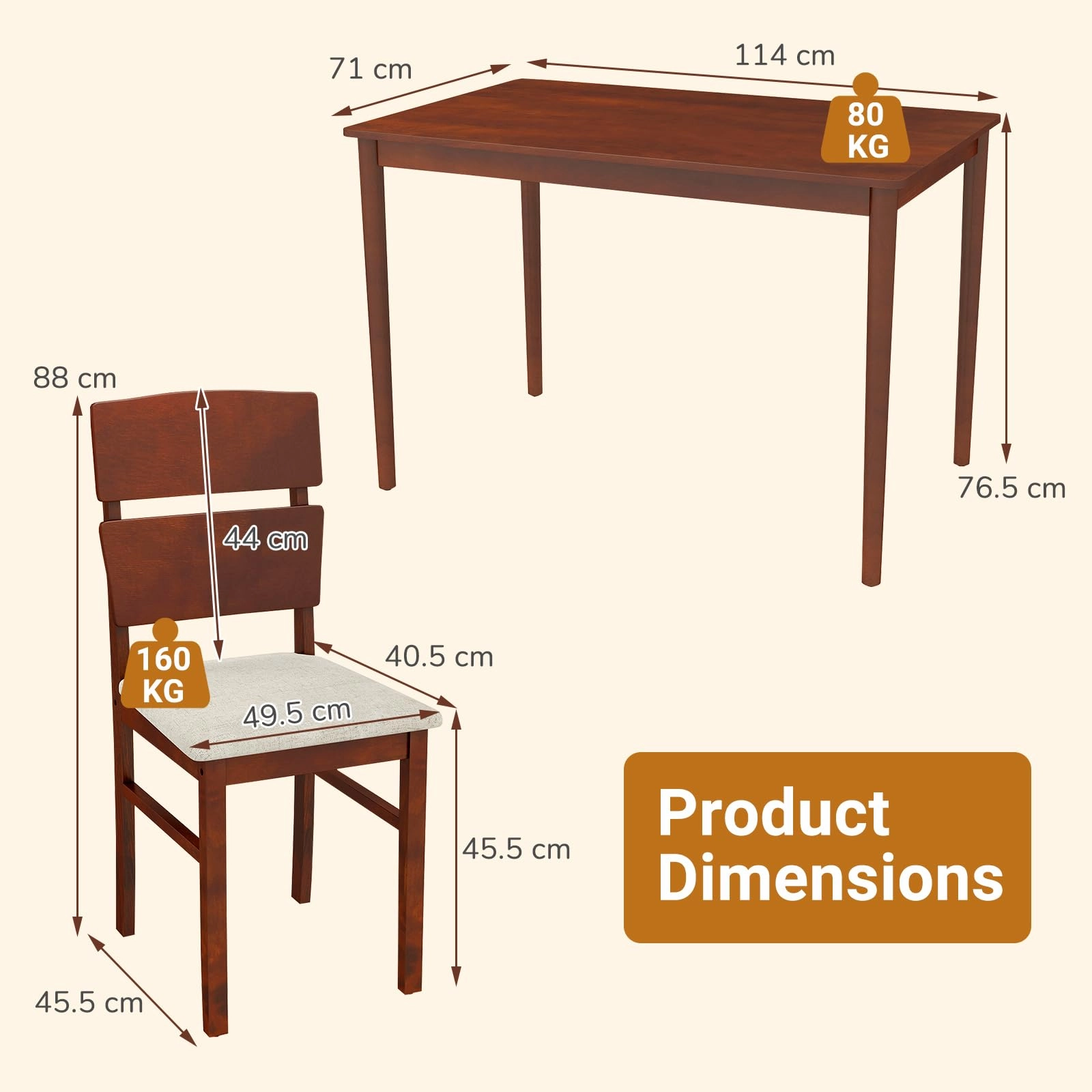 Giantex 5-Piece Dining Table Set for 4