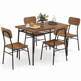 Giantex 5-Piece Dining Table Set, Kitchen Table Chairs Set with Dinner Table, Storage Rack, Metal Frame kitchen towel, placemats