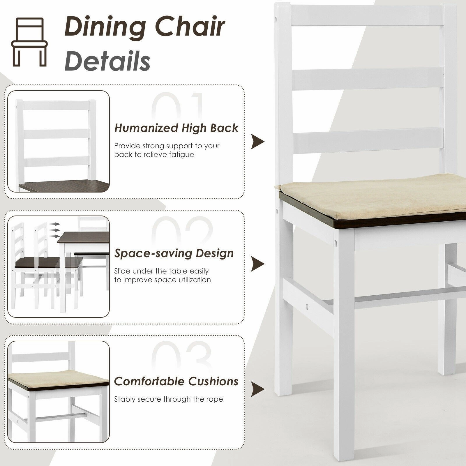 Giantex 5-Piece Dining Table Set, Rectangular Kitchen Table and Chairs Set (Walnut White)