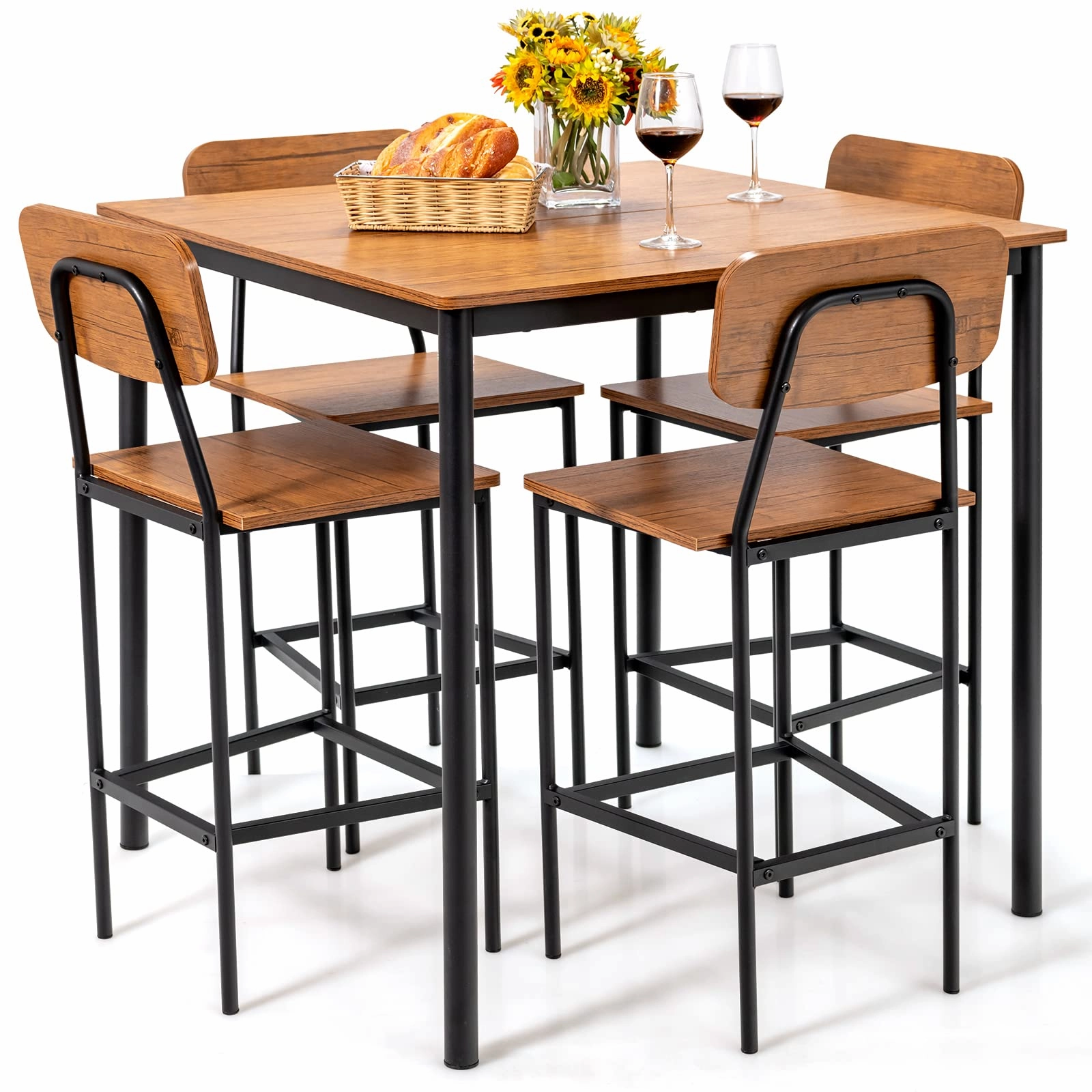 Giantex 5-Piece Dining Table Set W/Counter Height Table & 4 Bar Stools kitchen towel, placemats