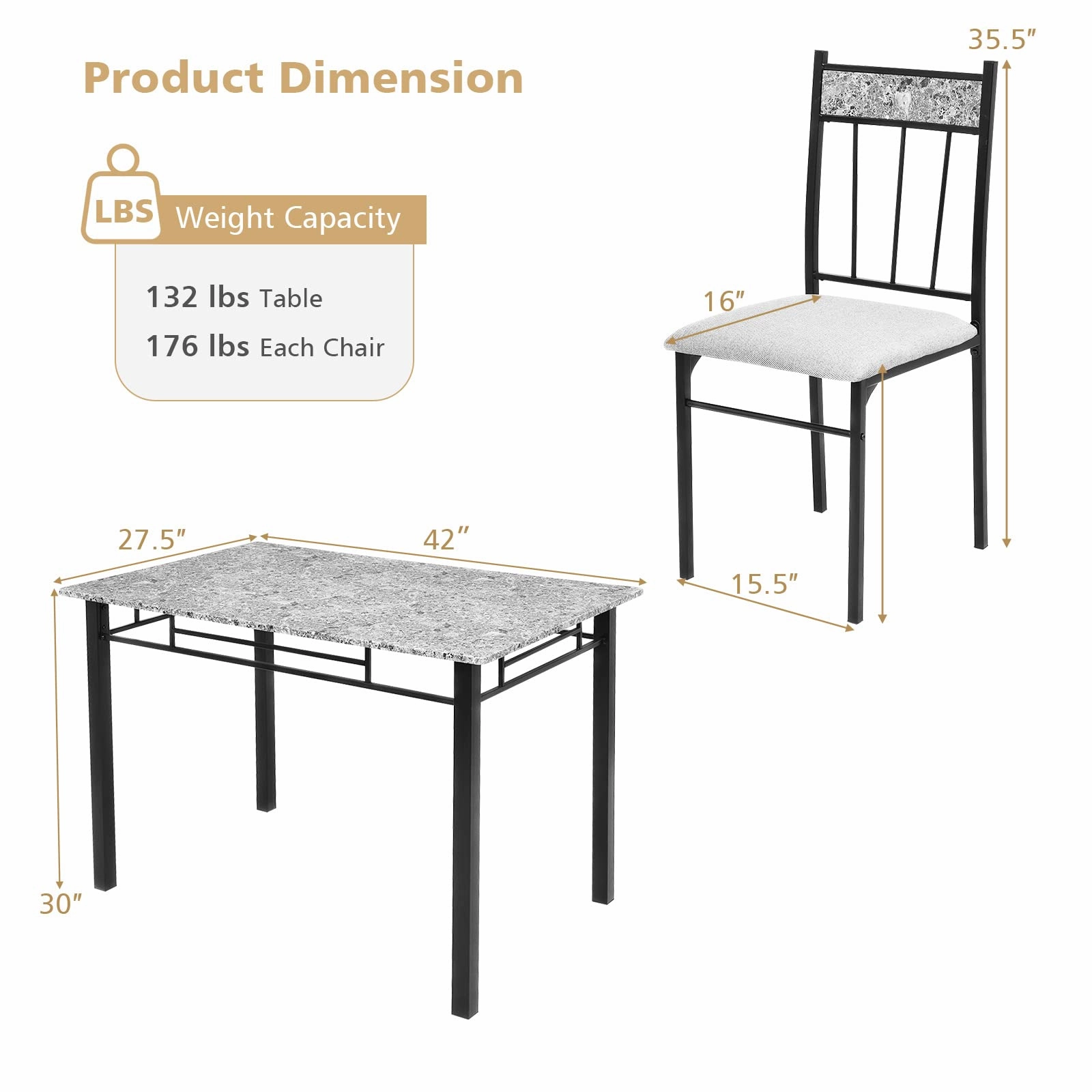 Giantex 5 Pieces Dining Table Set