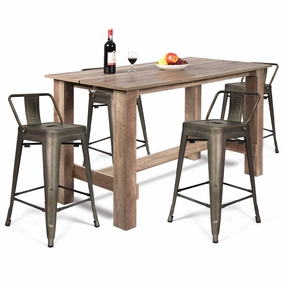 Giantex 5 Pieces Dining Table Set, Rectangular Counter Height Table w/ 4 Metal Bar Stools kitchen towel, placemats