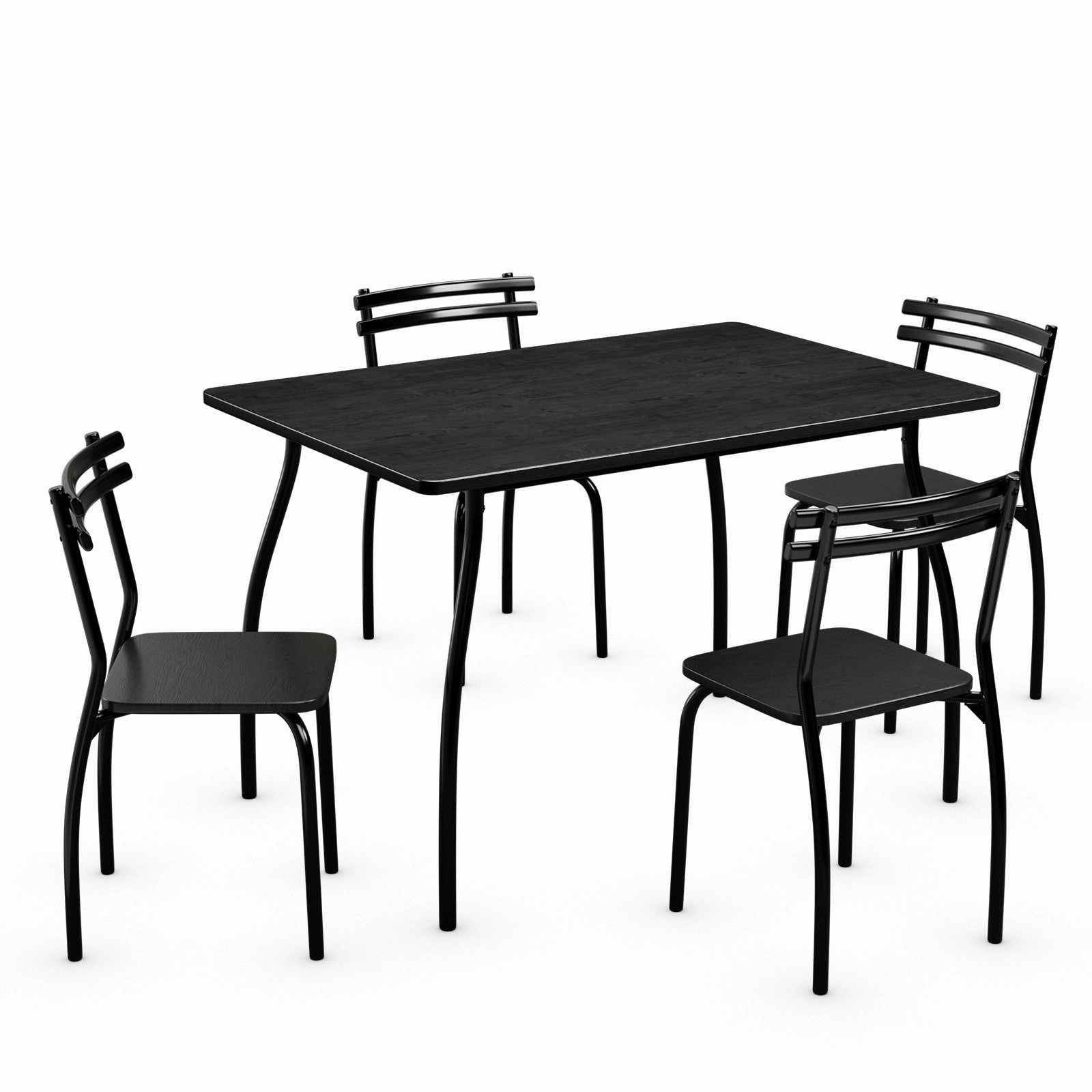 Giantex 5Pcs Dining Table Set for 4, Modern Metal and Wood Indoor Rectangular Dining Table Furniture kitchen towel, placemats