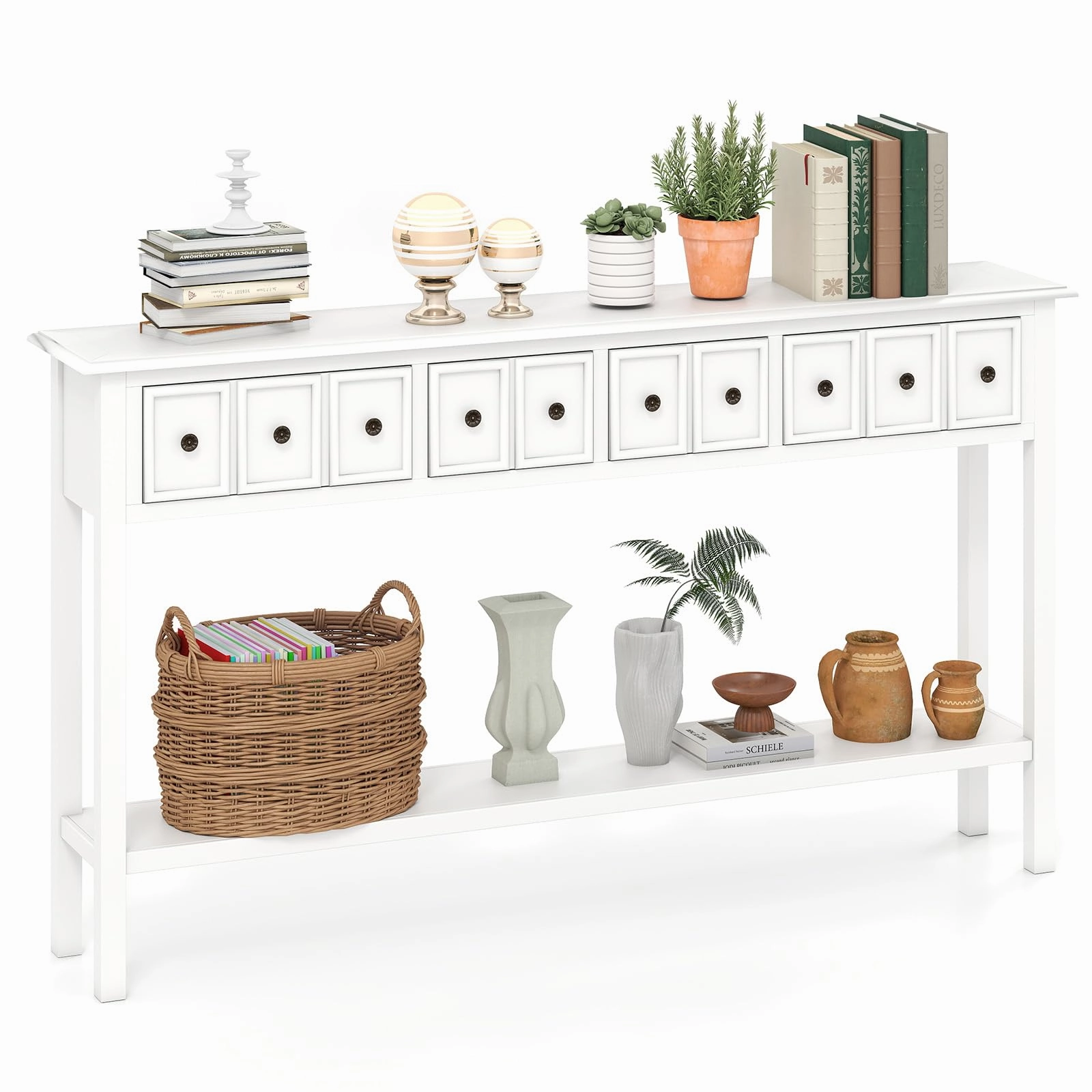 Giantex 60" Entryway Table Long Narrow Console Table cowhide rug, animal hide rug