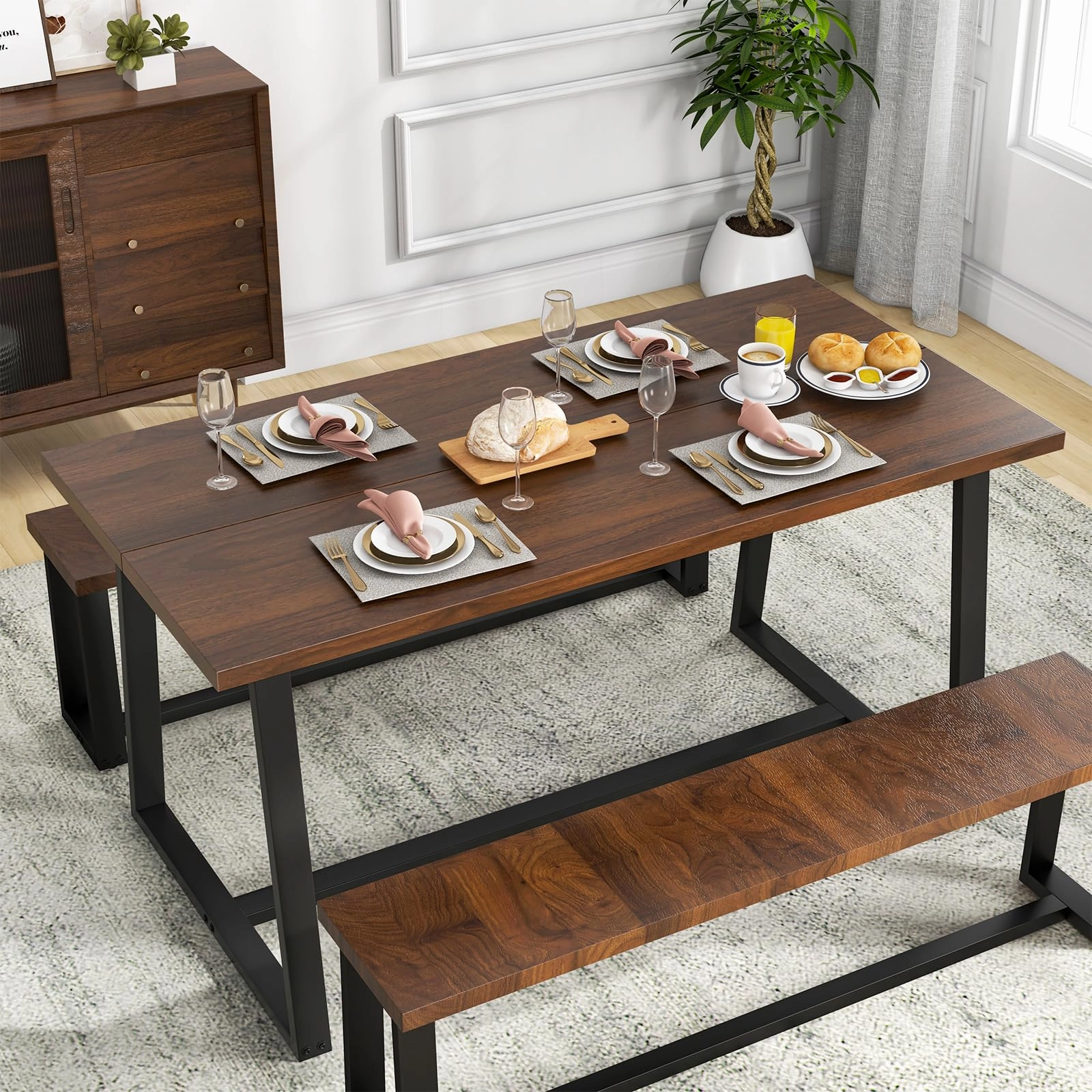 Giantex 63" Large Dining Table for 4-6