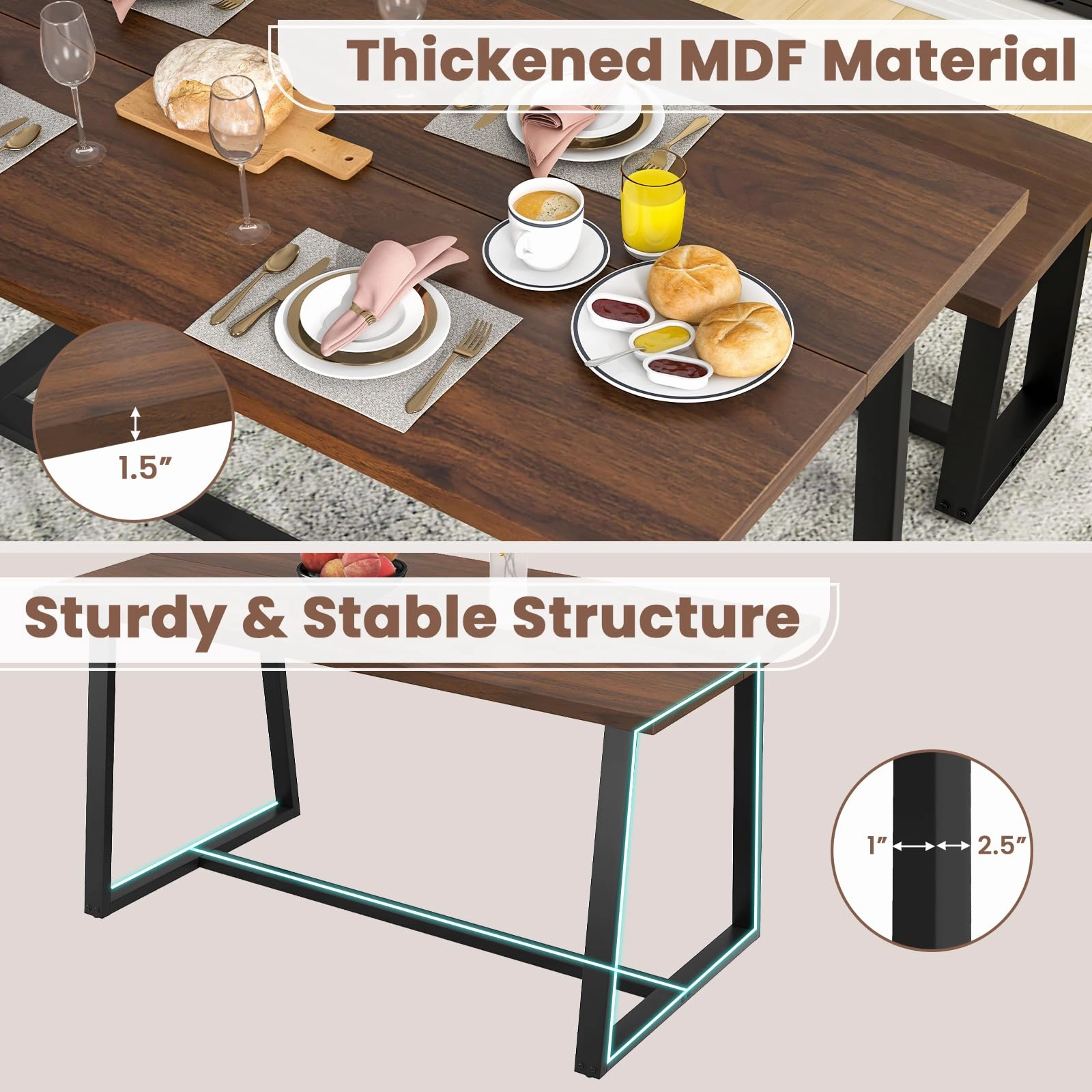 Giantex 63" Large Dining Table for 4-6