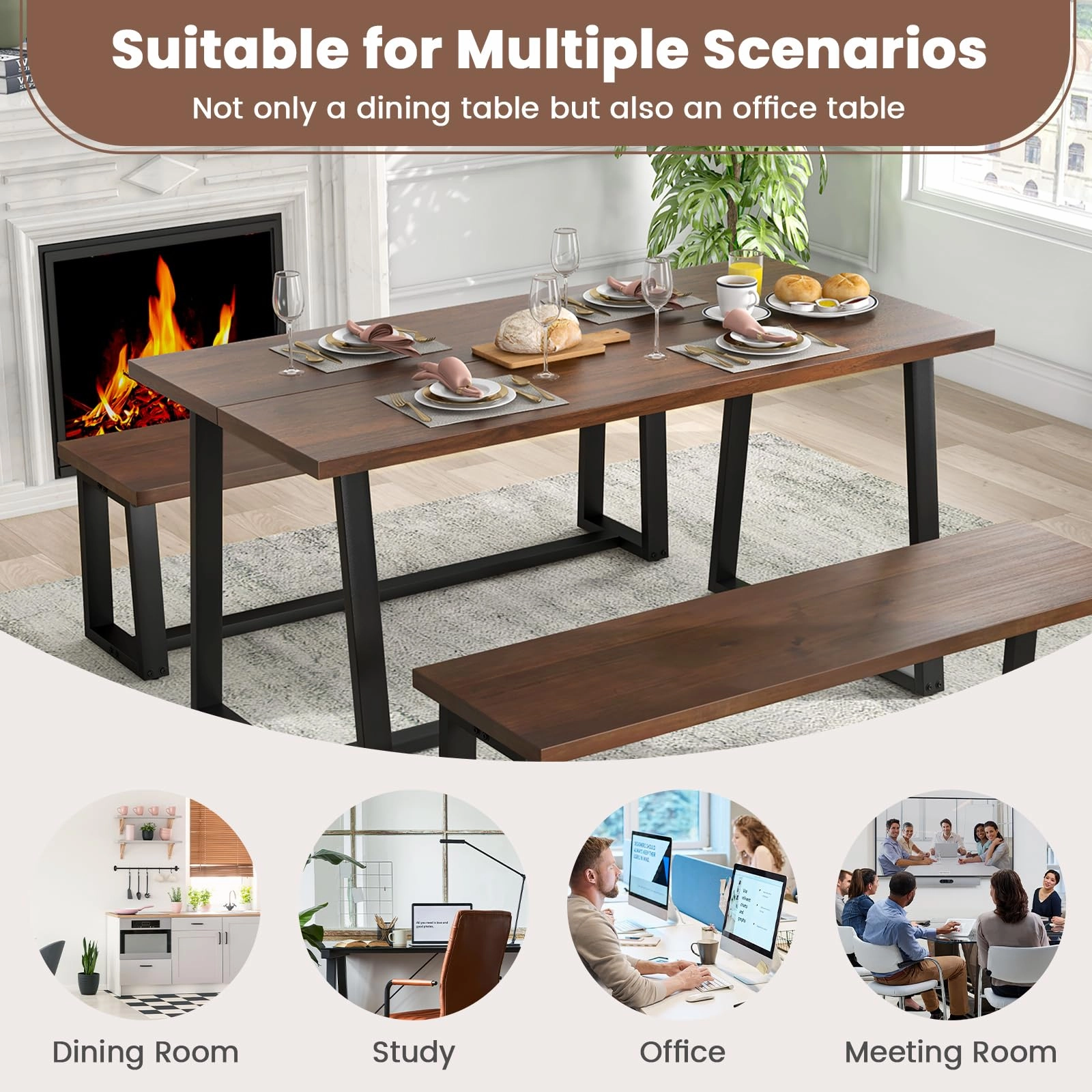Giantex 63" Large Dining Table for 4-6
