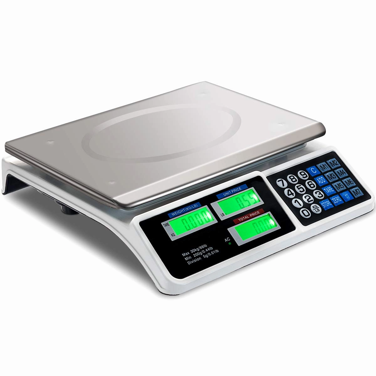 Giantex 66 lbs Digital Food Scale, Commercial LCD Digital Scale w/ Computing Price, Stainless Steel Electronic Scale kitchen towel, placemats
