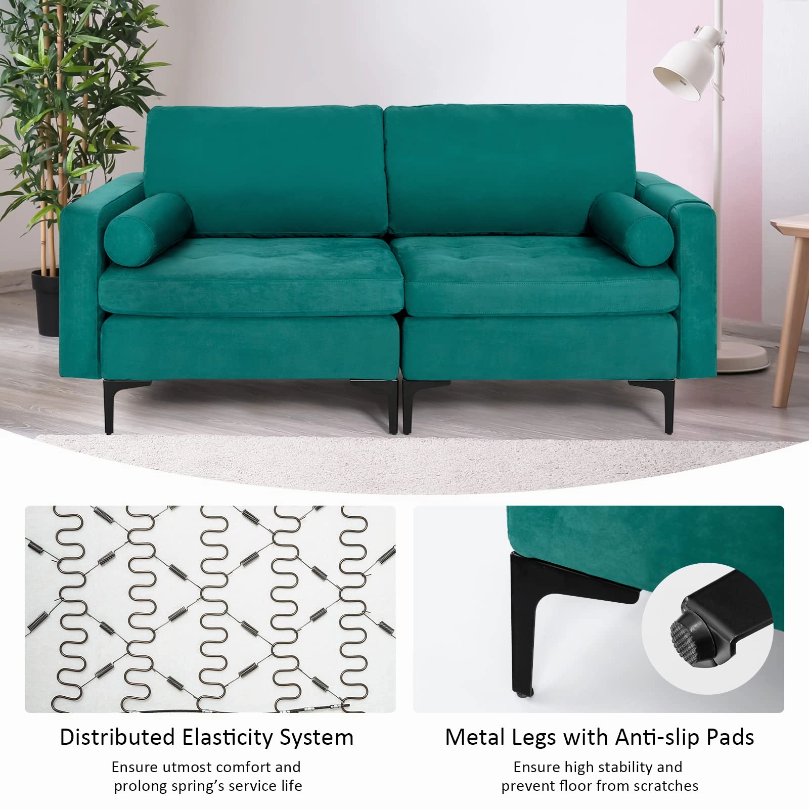 Giantex 68" Modern Loveseat, 2-Seater Sofa Couch