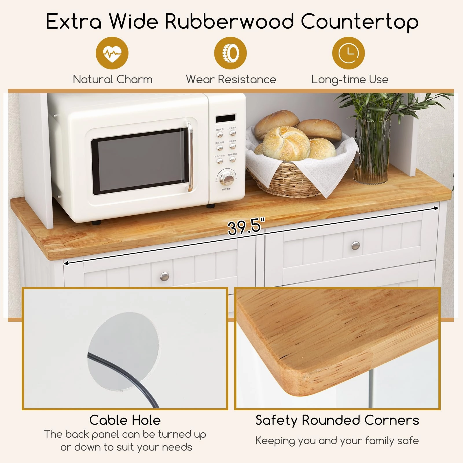 Giantex 68 Tall Kitchen Pantry, Buffet Hutch w/Tilt Out Trash Can Storage Cabinet, 2 Drawer, Shelves