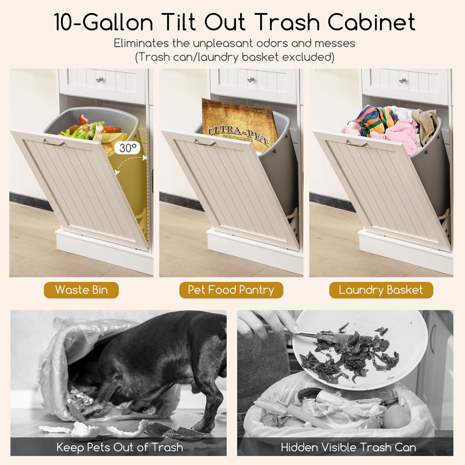 Giantex 68 Tall Kitchen Pantry, Buffet Hutch w/Tilt Out Trash Can Storage Cabinet, 2 Drawer, Shelves
