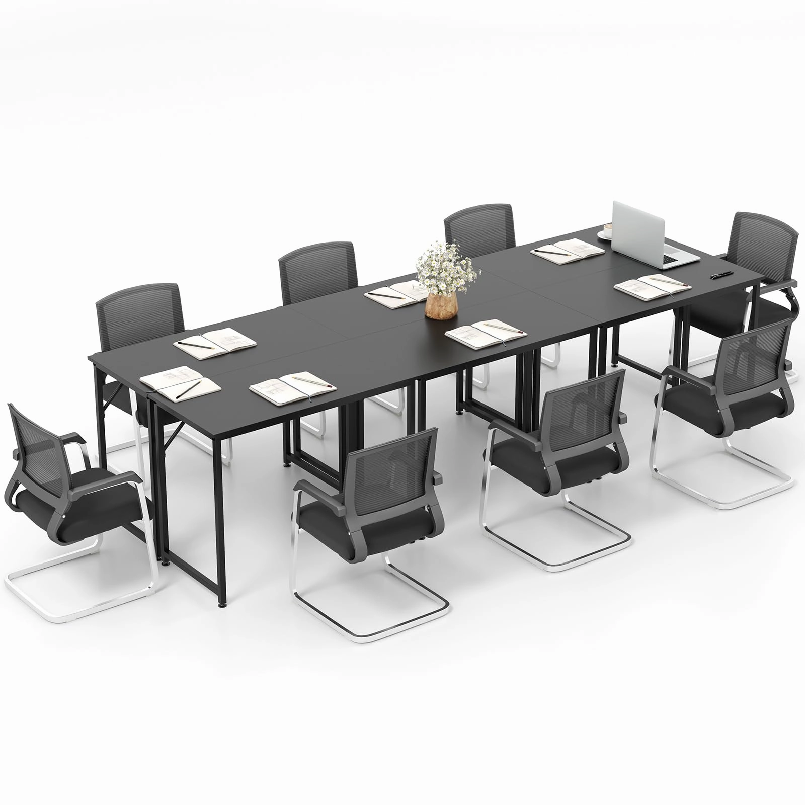 Giantex 6.5 FT Small Conference Table, 2 PCS 40" x 19.5" Rectangular Meeting Table with Heavy-Duty Metal Frame