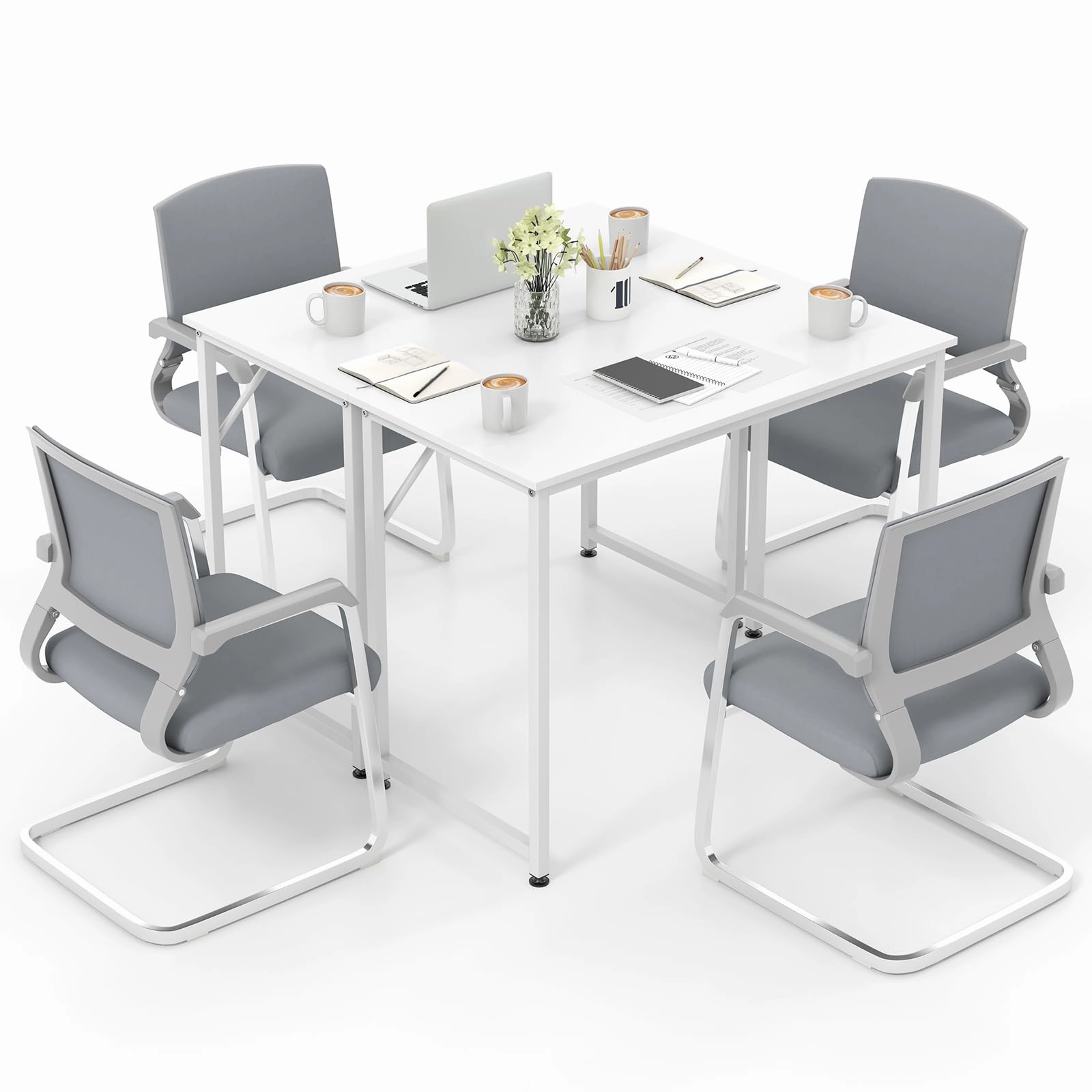 Giantex 6.5 FT Small Conference Table, 2 PCS 40" x 19.5" Rectangular Meeting Table with Heavy-Duty Metal Frame