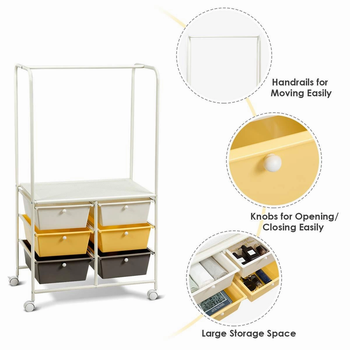 Giantex 6 Drawer Storage Cart, Office School Organizer Cart