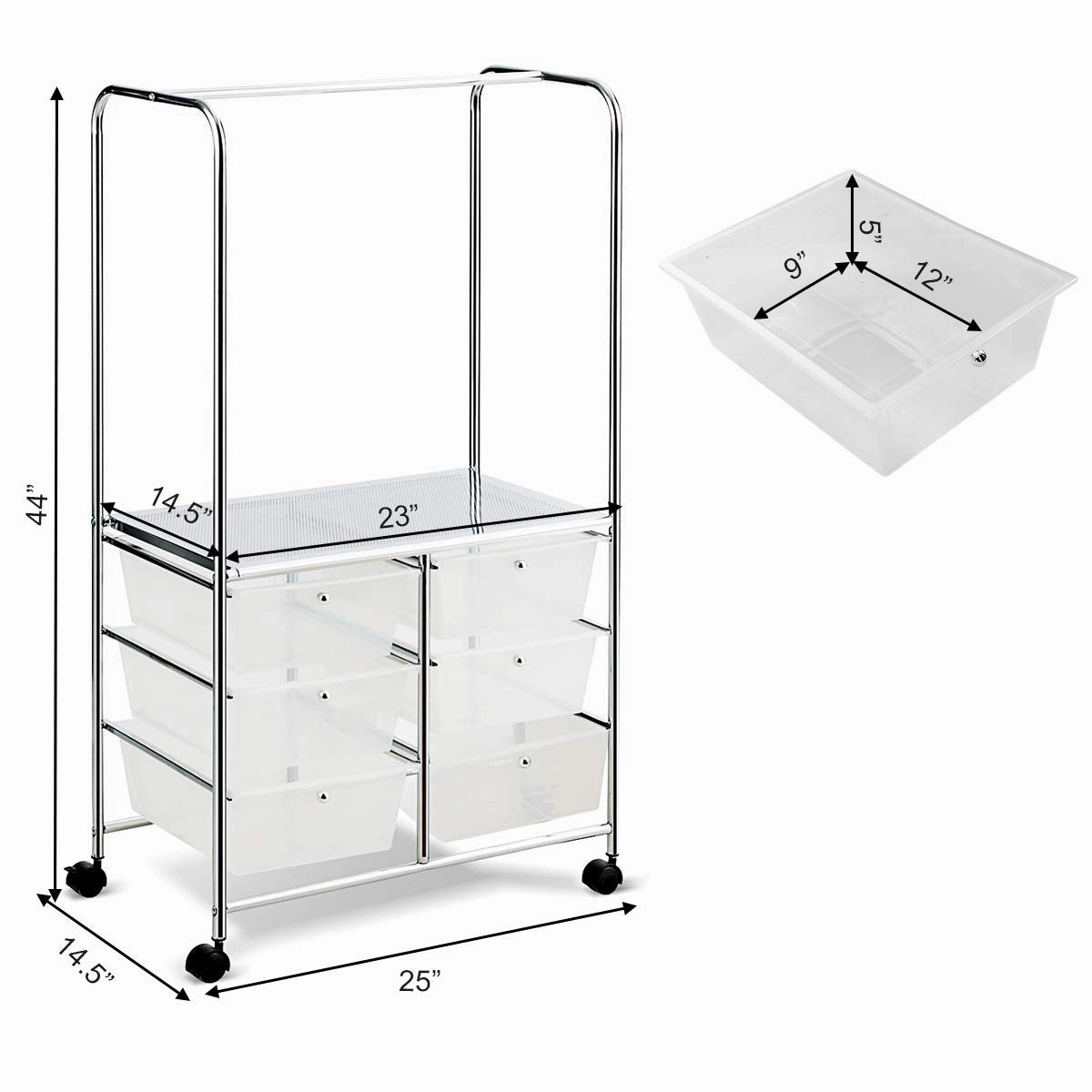 Giantex 6 Drawer Storage Cart, Office School Organizer Cart