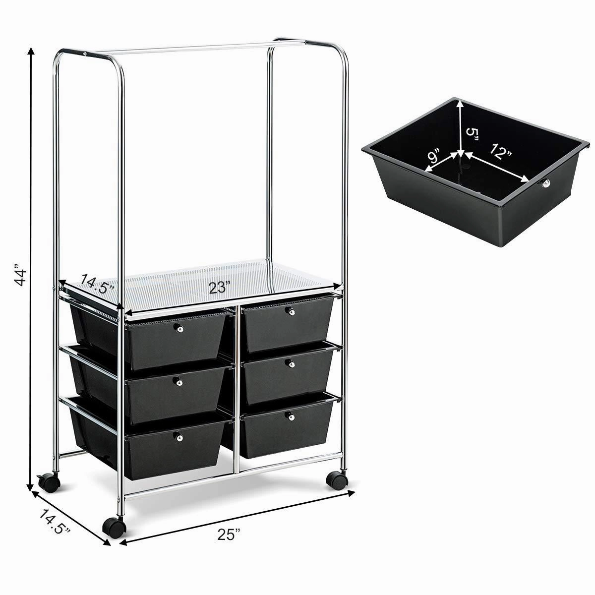 Giantex 6 Drawer Storage Cart, Office School Organizer Cart