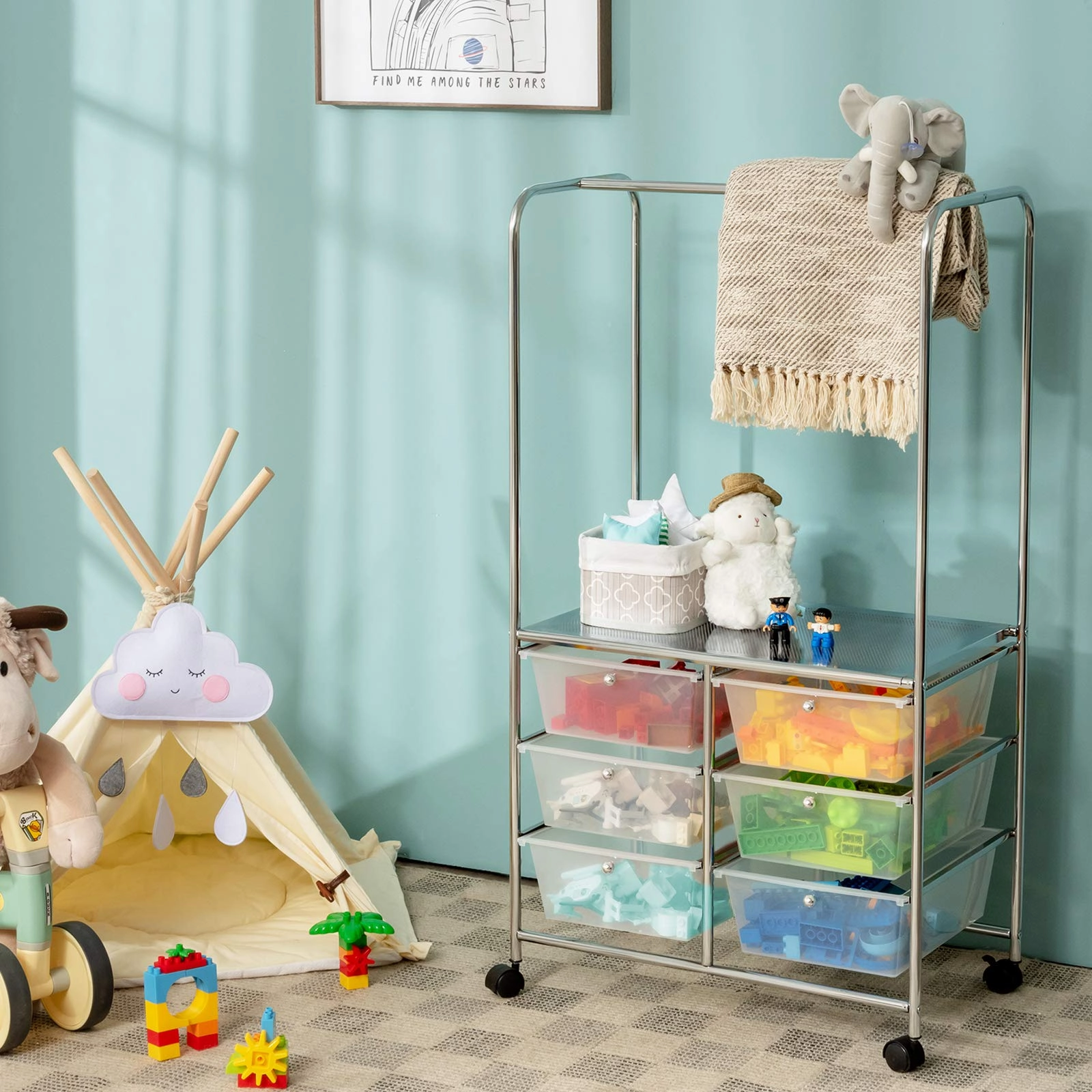 Giantex 6 Drawer Storage Cart, Office School Organizer Cart