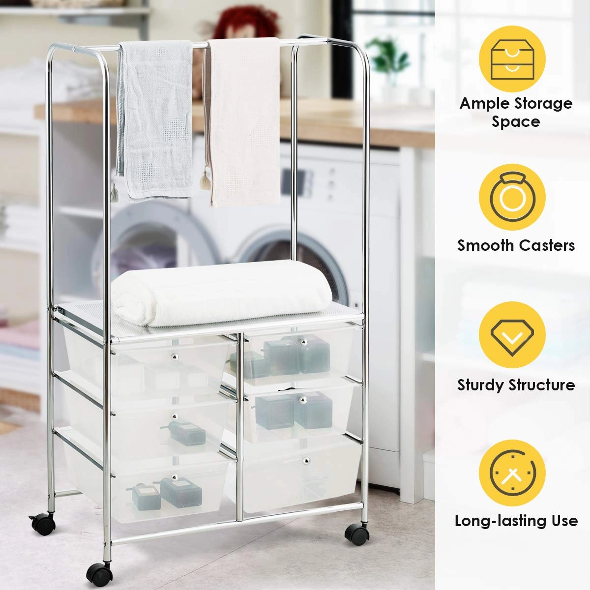 Giantex 6 Drawer Storage Cart, Office School Organizer Cart