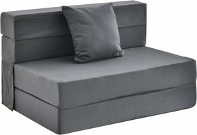 Giantex 6 Inch Folding Sofa Bed Couch with Pillow, Tri-fold Mattress with High-Density Foam, Dark Grey sectional sofa, corner couch