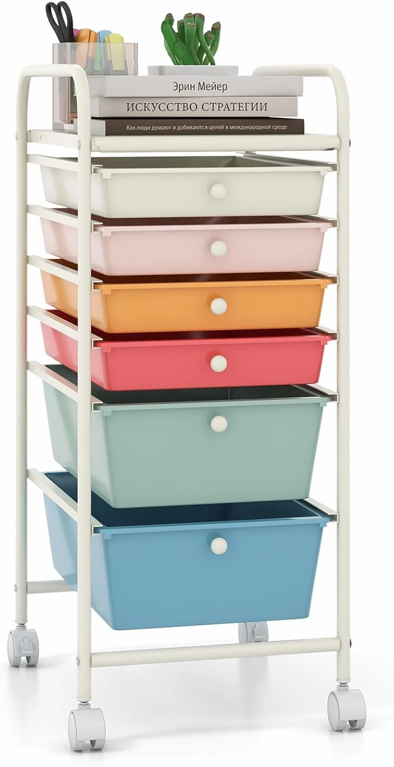 Giantex 6 Storage Drawer Cart Rolling Organizer Cart for Tools