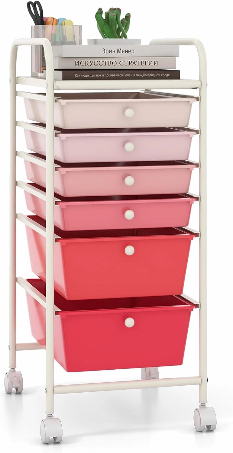 Giantex 6 Storage Drawer Cart Rolling Organizer Cart for Tools