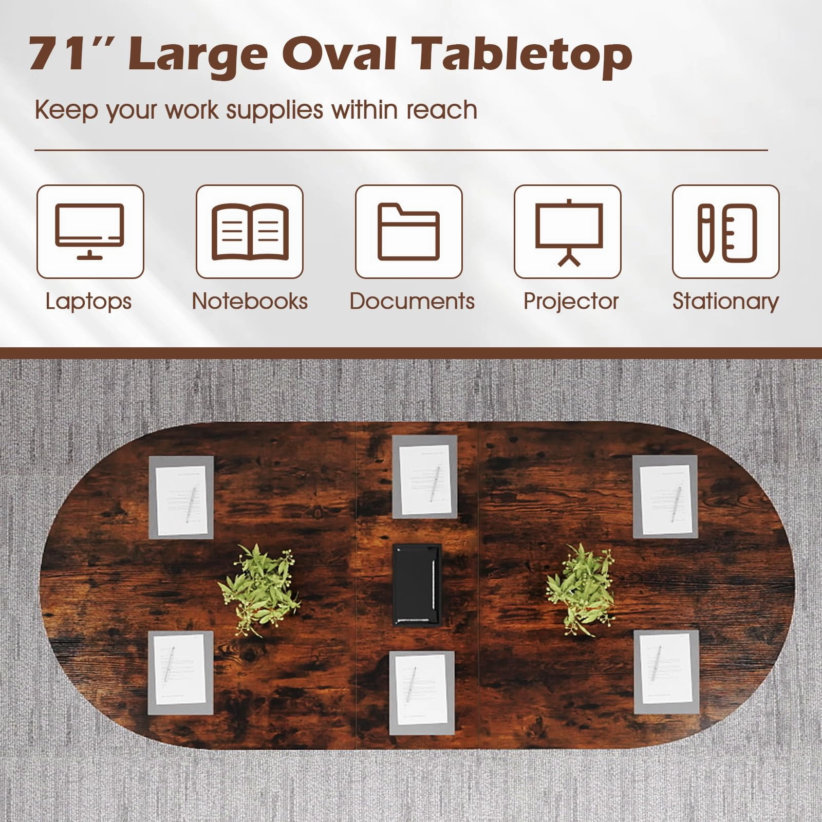 Giantex 71" Conference Table with Cable Management Grommet