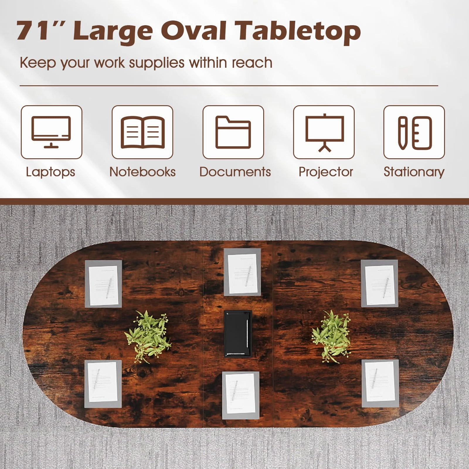 Giantex 71" Conference Table with Cable Management Grommet