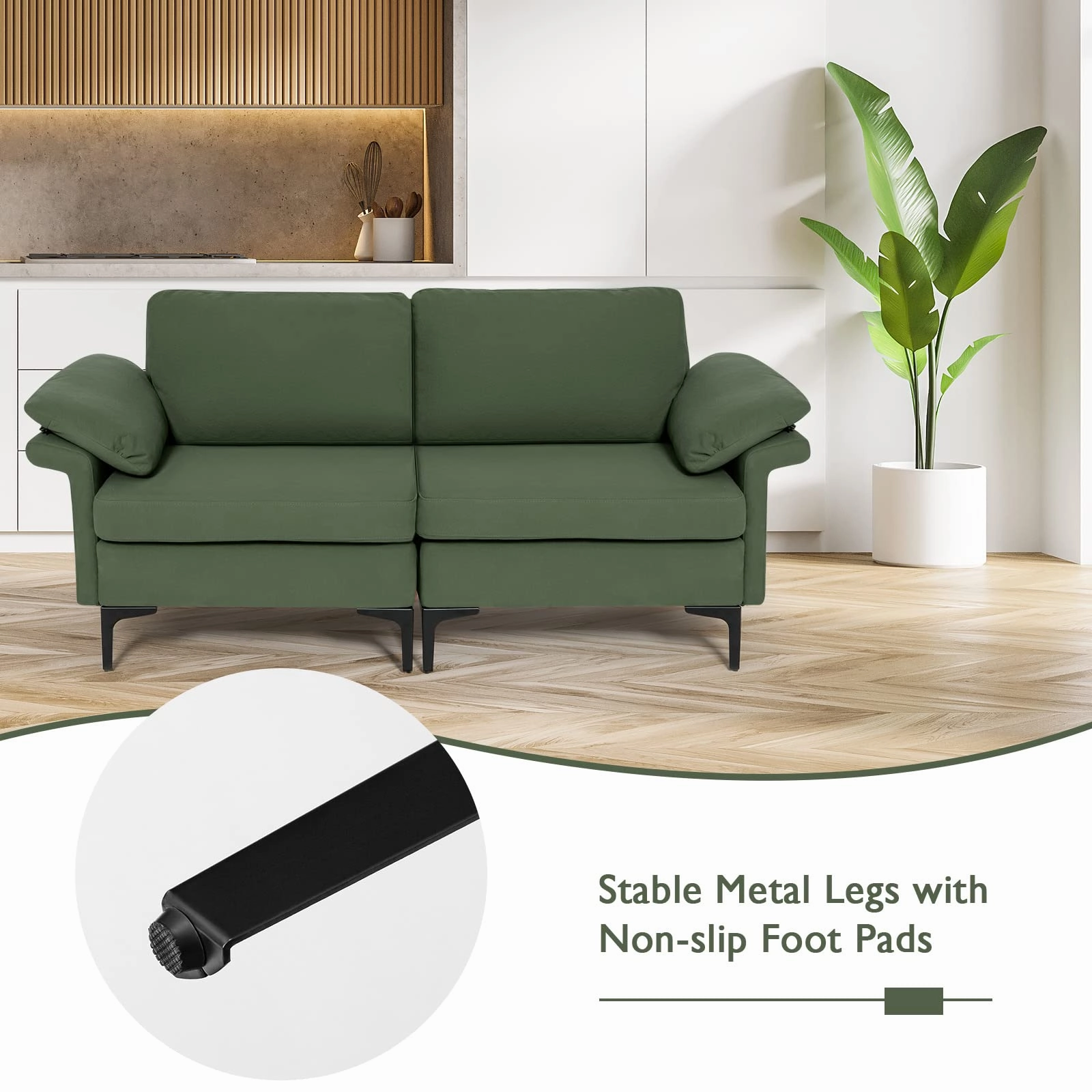 Giantex 72.5" L Loveseat, 2-Seat Sofa Couch with Removable Armrest Pillows