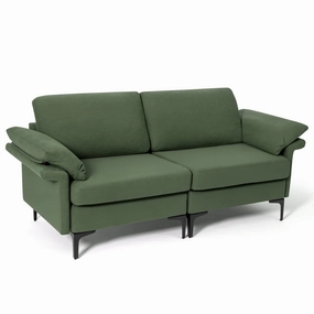 Giantex 72.5" L Loveseat, 2-Seat Sofa Couch with Removable Armrest Pillows sectional sofa, corner couch