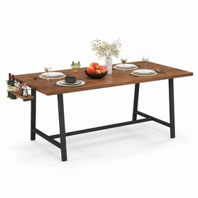 Giantex 72-Inch Dining Table for 5-7, Rectangular Kitchen Table with 2-Bottle Wine Rack kitchen towel, placemats