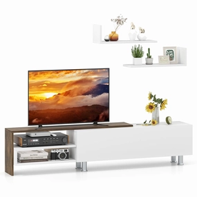 Giantex 80 Inch TV Stand and 2 Floating Shelves Set doormat, welcome mat