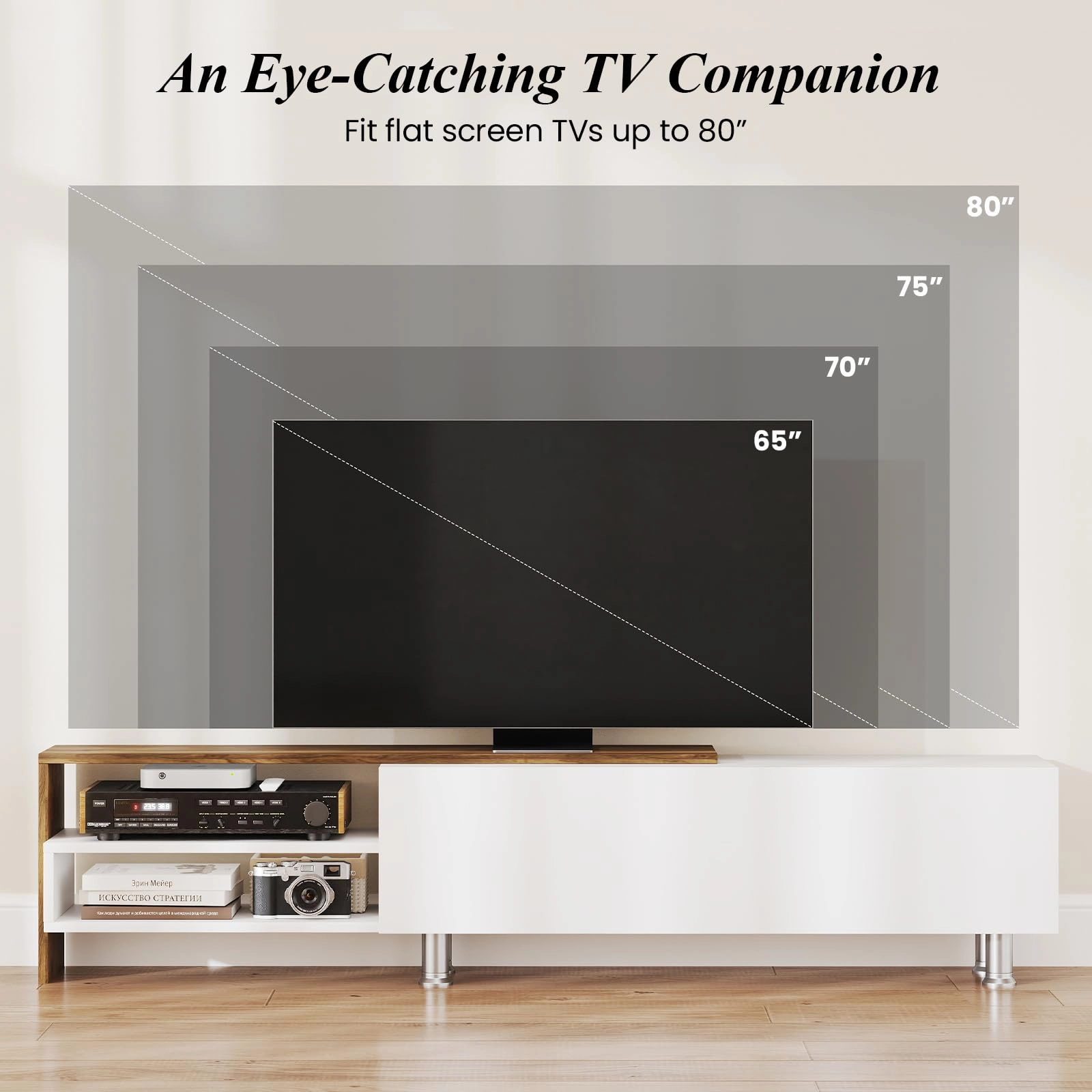 Giantex 80 Inch TV Stand and 2 Floating Shelves Set